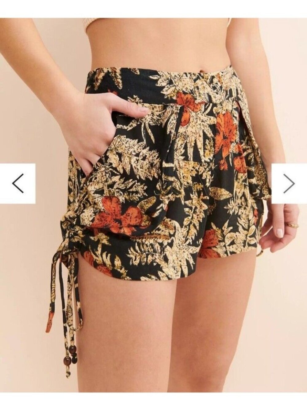 Tropical Floral Boho Beach Shorts RAGA Anthropologie Small Indie Festival Casual